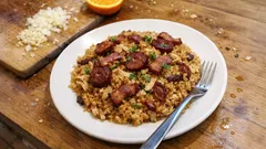 Arroz de pato fingido: versão com frango no forno, húmida e bem temperada