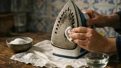 Como limpar a base do ferro de engomar com sal e vinagre sem estragar a roupa