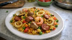 Arroz à valenciana no tacho: húmido, colorido e perfeito para almoço de família