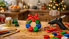 Como fazer uma mini-guirlanda de Natal com tampinhas de plástico em 10 minutos