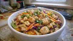 Salada chinesa com frango: crocante, leve e com molho de soja, gengibre e sésamo