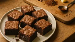 Brownie de chocolate bem húmido, com crosta fina e interior cremoso (pronto em 30 min)