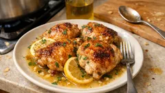 Coxas de frango no forno com limão e alho: pele crocante, molho leve e cheio de sabor