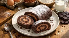 Torta de chocolate enrolada e fofa: a massa que não racha (com creme de natas)