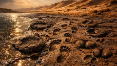 Descobertas 7 pegadas humanas com 115 mil anos num antigo lago do deserto de Nefud