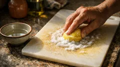 Como tirar manchas e cheiros da tábua de cortar de plástico com bicarbonato e limão