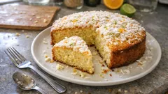 Bolo fofo de coco com laranja e lima: húmido, aromático e fácil de fazer