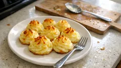 Batatas Duquesa no forno: puré firme, rosetas bonitas e bordos estaladiços