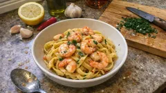 Tagliatelle de camarão com alho e limão: pronto em minutos, com sabor a restaurante