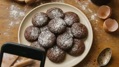 Bolachas de cacau caseiras: massa fácil, sabor intenso e um toque de açúcar por cima