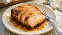 Lombo de porco no forno com mel e citrinos: assado suculento e molho brilhante