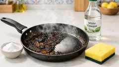 Como limpar uma frigideira queimada sem estragar o antiaderente