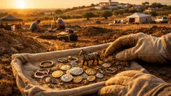 Encontrado tesouro celta com cerca de 500 moedas de ouro e prata num campo agrícola