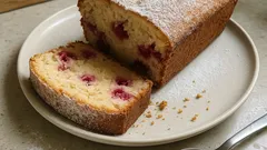 Bolo de framboesas fofinho no forno: simples, húmido e com açúcar em pó