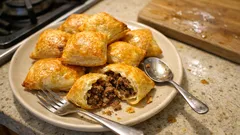 Almofadinhas de carne no forno: folhado estaladiço e recheio bem suculento