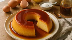 Pudim flan da Estremadura: cremoso, com limão e caramelo, sai sempre bem
