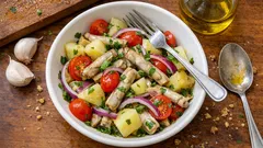 Salada de lingueirão com batata e tomate: fresca, rápida e perfeita para o verão