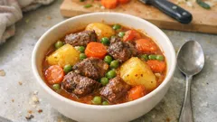 Jardineira tradicional de vaca: estufado simples com carne macia e molho apurado