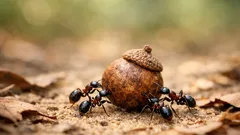 Porque é que as formigas carregam galhas de carvalho como se fossem sementes