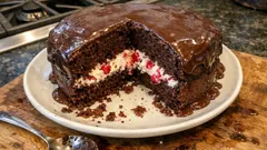 Bolo surpresa de chocolate com natas e frutos vermelhos — fofinho e com recheio escondido