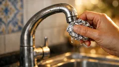 O truque do papel de alumínio para tirar calcário da torneira sem riscar