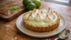 Tarte de coco e lima com base de bolacha: fresca, cremosa e com merengue tostado