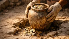 Encontraram 40 mil moedas romanas escondidas em vasos de cerâmica debaixo de casas em França