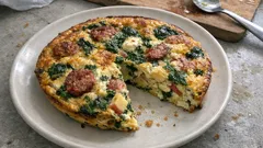 Frittata de linguiça, maçã e espinafres no forno: alta, cremosa e pronta em 30 minutos