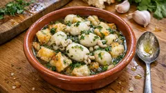 Choquinhos de coentrada com pão em cubos: receita rápida e cheia de sabor português