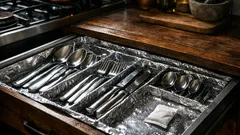 O truque do papel alumínio na gaveta dos talheres para reduzir humidade e manchas no inox