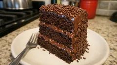 Bolo brigadeiro húmido e alto — chocolate intenso e cobertura cremosa no ponto certo