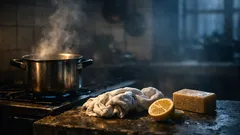 Como tirar o cheiro e as manchas dos panos da cozinha com um truque simples de panela