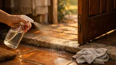 O truque do vinagre branco junto à porta para reduzir cheiros e pó na entrada